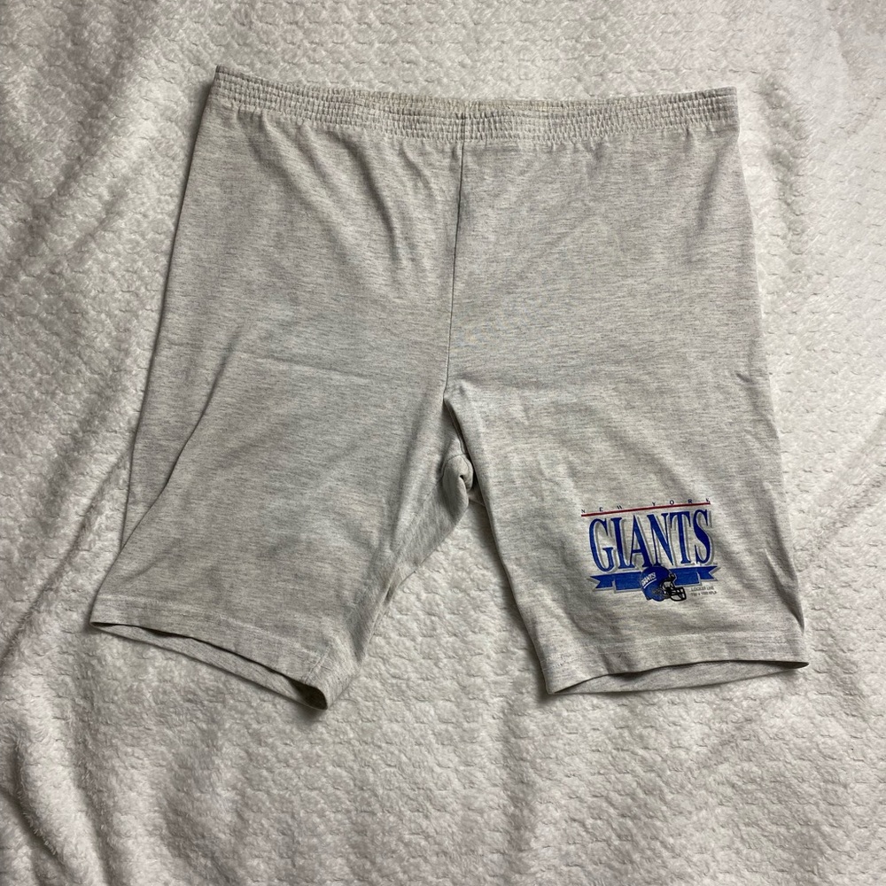 Vintage 90s New York Giants NFL Football Graphic Sweat Shorts Gray Size Medium.
